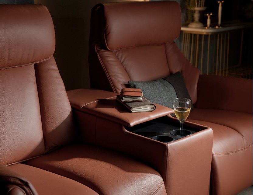 Sho Motorised Leather Recliner Sofa With Storage Box and Cupholders  | All Seats Reclinable
