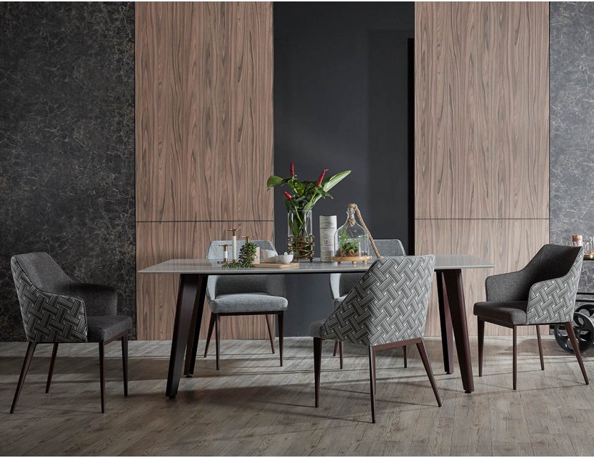 Kay Quartz Top Dining Table 2.4M with 8 Hatch Chairs