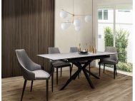 Gris Sintered Stone Top Extendable Dining Table With 4 Charles Dining Chairs