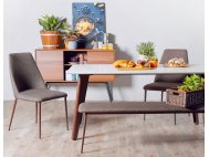 Kay Quartz Top Dining Table 1.6M with 2 Henry Chairs and 1 Henry Bench