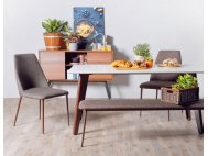 Kay Quartz Top Dining Table 1.6M with 2 Henry Chairs and 1 Henry Bench