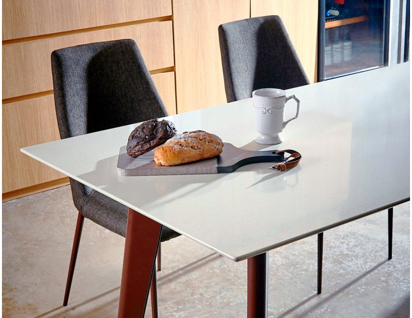 Kay Quartz Top Dining Table 1.6M with 2 Henry Chairs and 1 Henry Bench