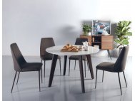 Kay Quartz Top Round Dining Table (1.2m) with 4 Henry Dining Chairs