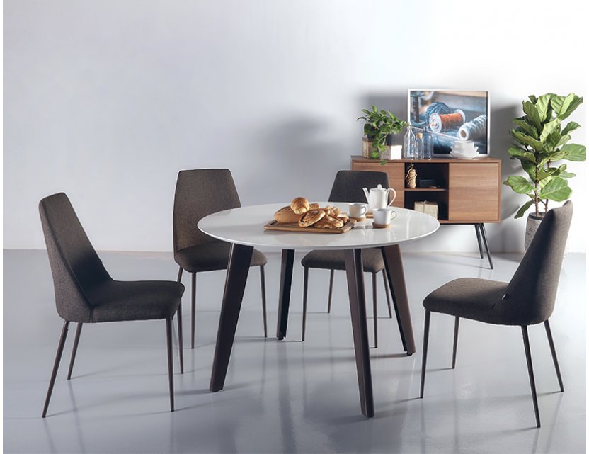 Kay Quartz Top Round Dining Table (1.2m) with 4 Henry Dining Chairs