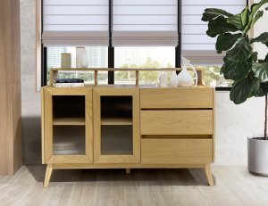 Alba Sideboard in Solid Timber and Reeded Glass