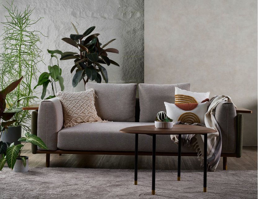 Celadon 2.5 Seater Modular Fabric Sofa With Adjustable Side Table