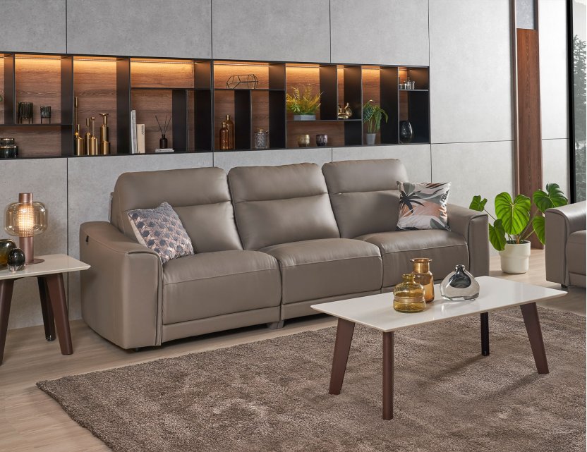 Grande Motorised Leather Recliner Sofa with High Backrests | All Seats Reclinable