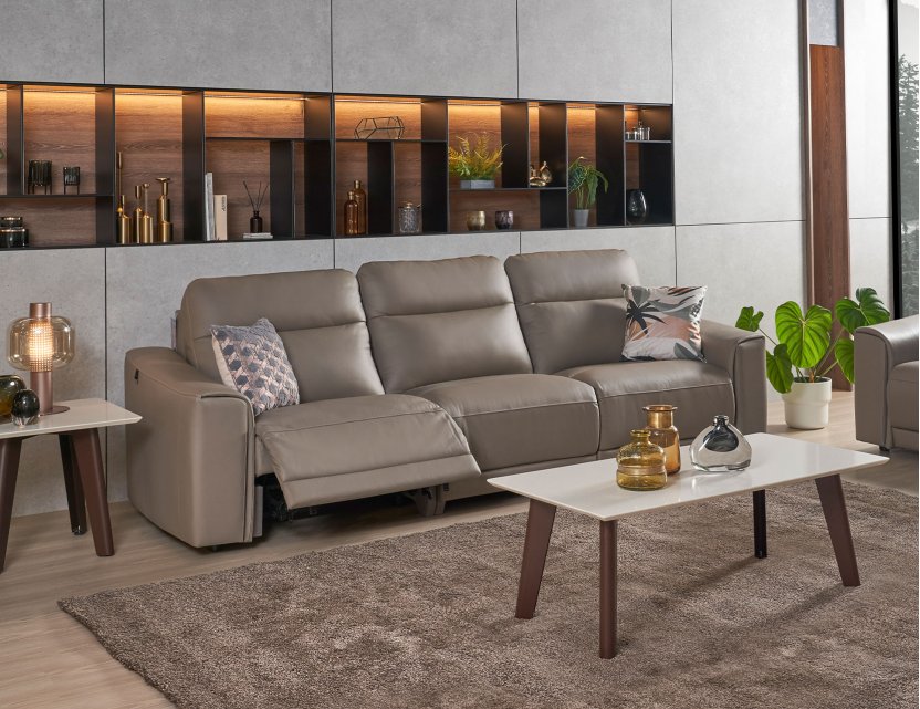 Grande Motorised Leather Recliner Sofa with High Backrests | All Seats Reclinable