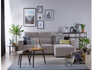 Karl SA L-Shape Fabric Sofa with Adjustable Headrests and Slim Arms