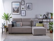 Karl SA L-Shape Fabric Sofa with Adjustable Headrests and Slim Arms