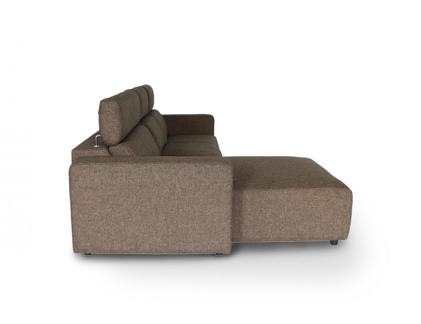 Karl SA L-Shape Fabric Sofa with Adjustable Headrests and Slim Arms