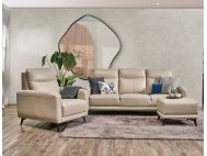 Leo Leather Sofa With High Backrest And Modern High Steel Legs