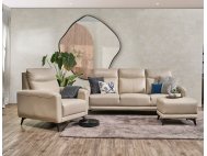 Leo Leather Sofa With High Backrest And Modern High Steel Legs